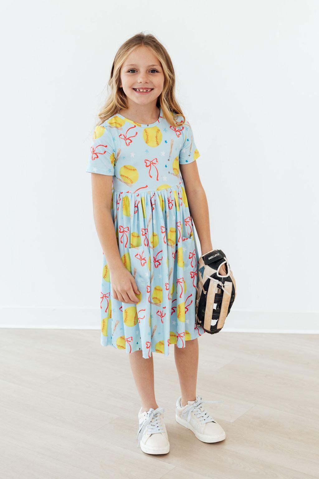 Softball Sweetie S/S Pocket Twirl Dress by Mila & Rose ®