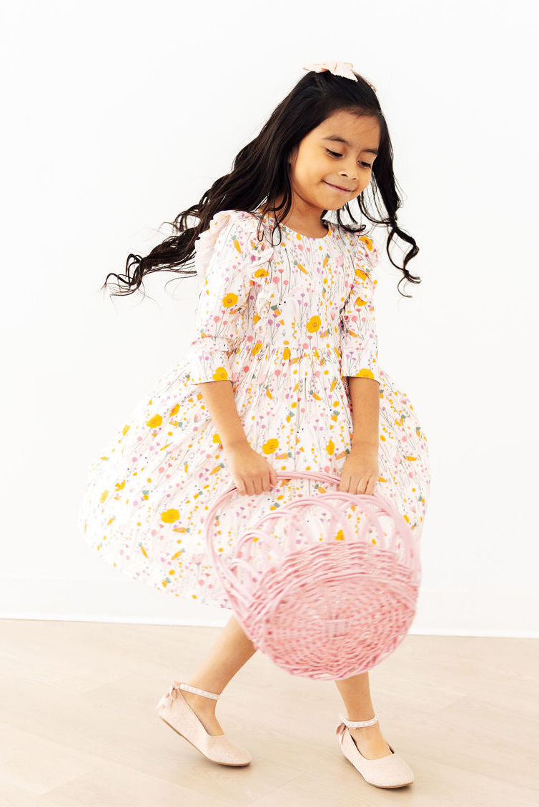 Carrot Cutie 3/4 Sleeve Ruffle Twirl Dress by Mila & Rose ®