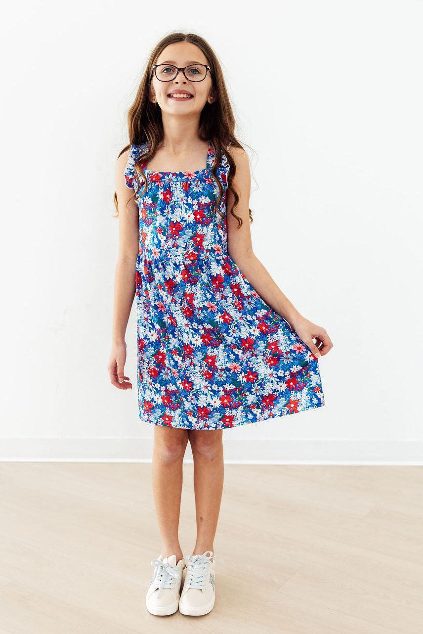 Freedom Flowers Ruffle Cross Back Dress by Mila & Rose ®