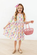 Egg-stra Cute 3/4 Sleeve Pocket Twirl Dress by Mila & Rose ®