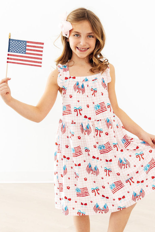 Fancy Flags Ruffle Cross Back Dress by Mila & Rose ®