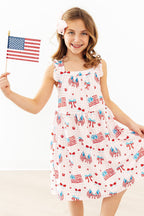 Fancy Flags Ruffle Cross Back Dress by Mila & Rose ®