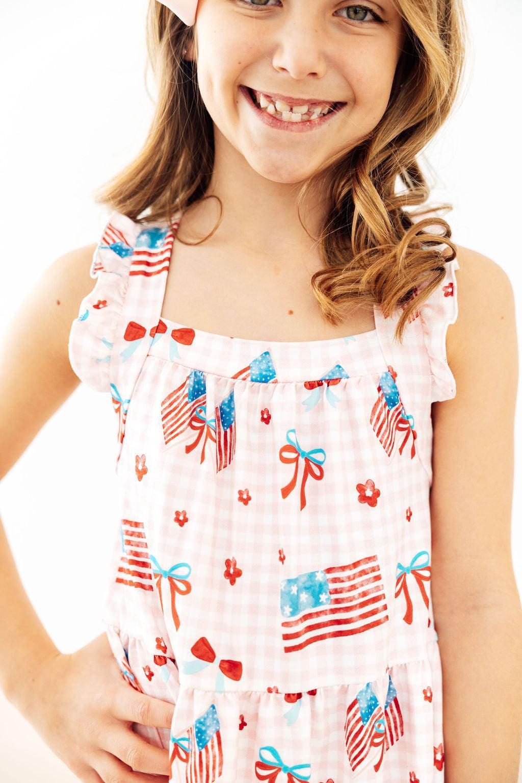 Fancy Flags Ruffle Cross Back Dress by Mila & Rose ®