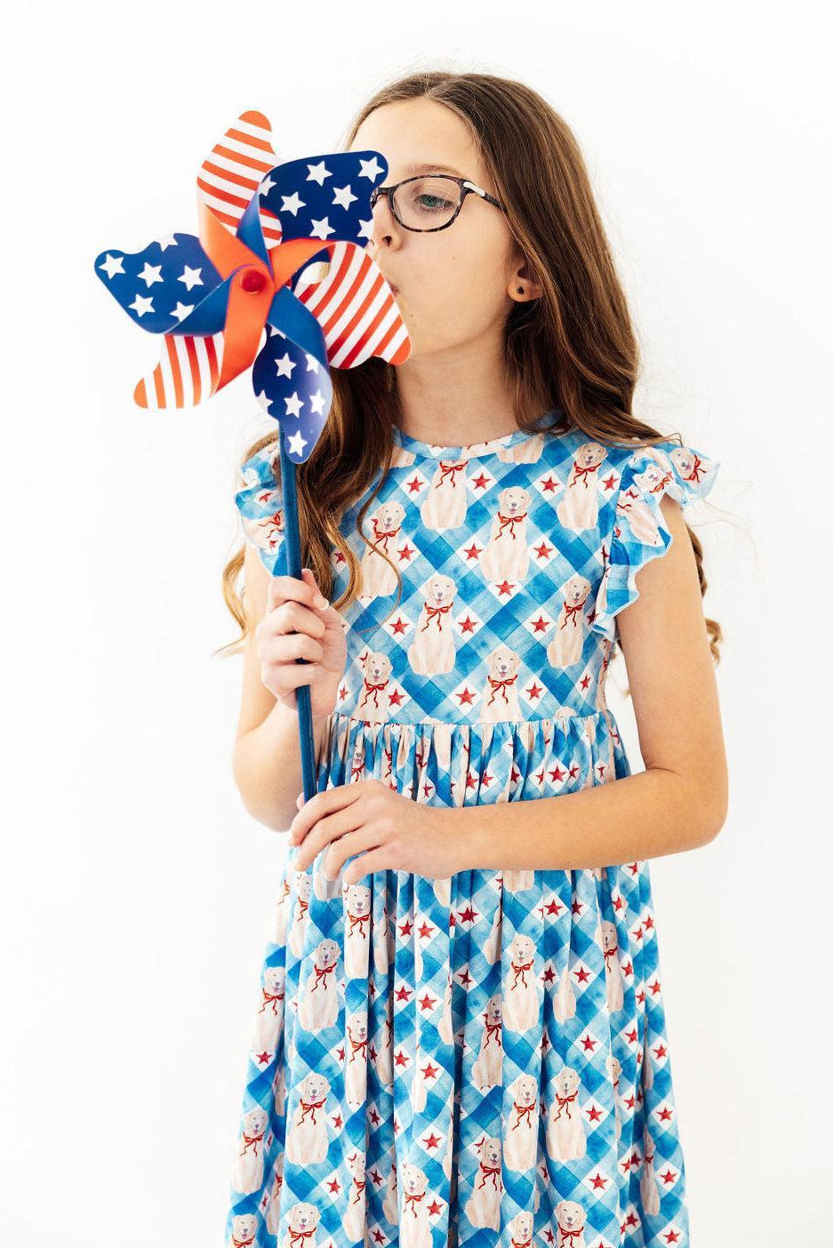 Star Spangled Pups Flutter Sleeve Twirl Dress by Mila & Rose ®