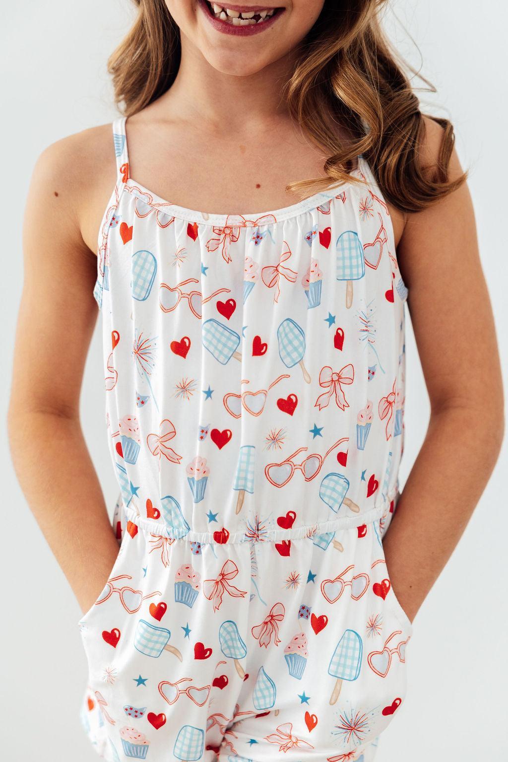 Red, White, & Sweet Strappy Play Romper by Mila & Rose ®