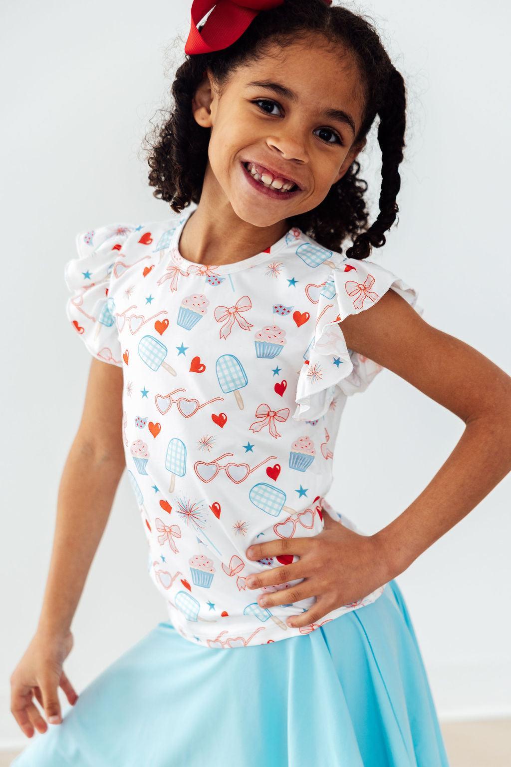 Red, White, & Sweet S/S Ruffle Tee by Mila & Rose ®