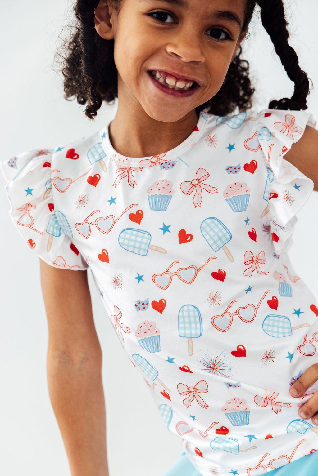 Red, White, & Sweet S/S Ruffle Tee by Mila & Rose ®