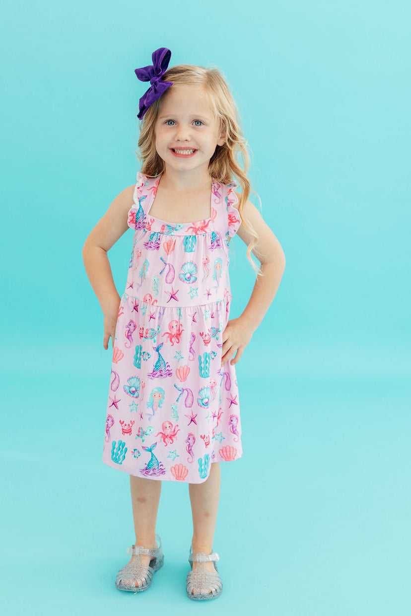 Under the Sea Ruffle Cross Back Dress by Mila & Rose ®