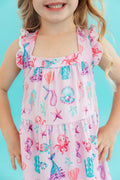 Under the Sea Ruffle Cross Back Dress by Mila & Rose ®