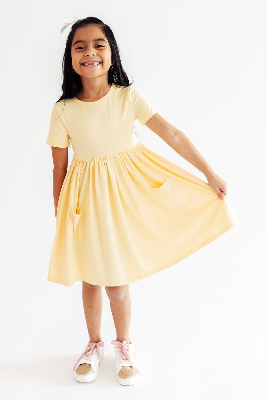 Butter Yellow S/S Pocket Twirl Dress by Mila & Rose ®