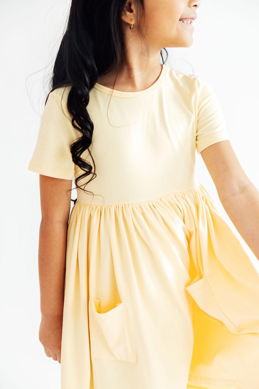 Butter Yellow S/S Pocket Twirl Dress by Mila & Rose ®