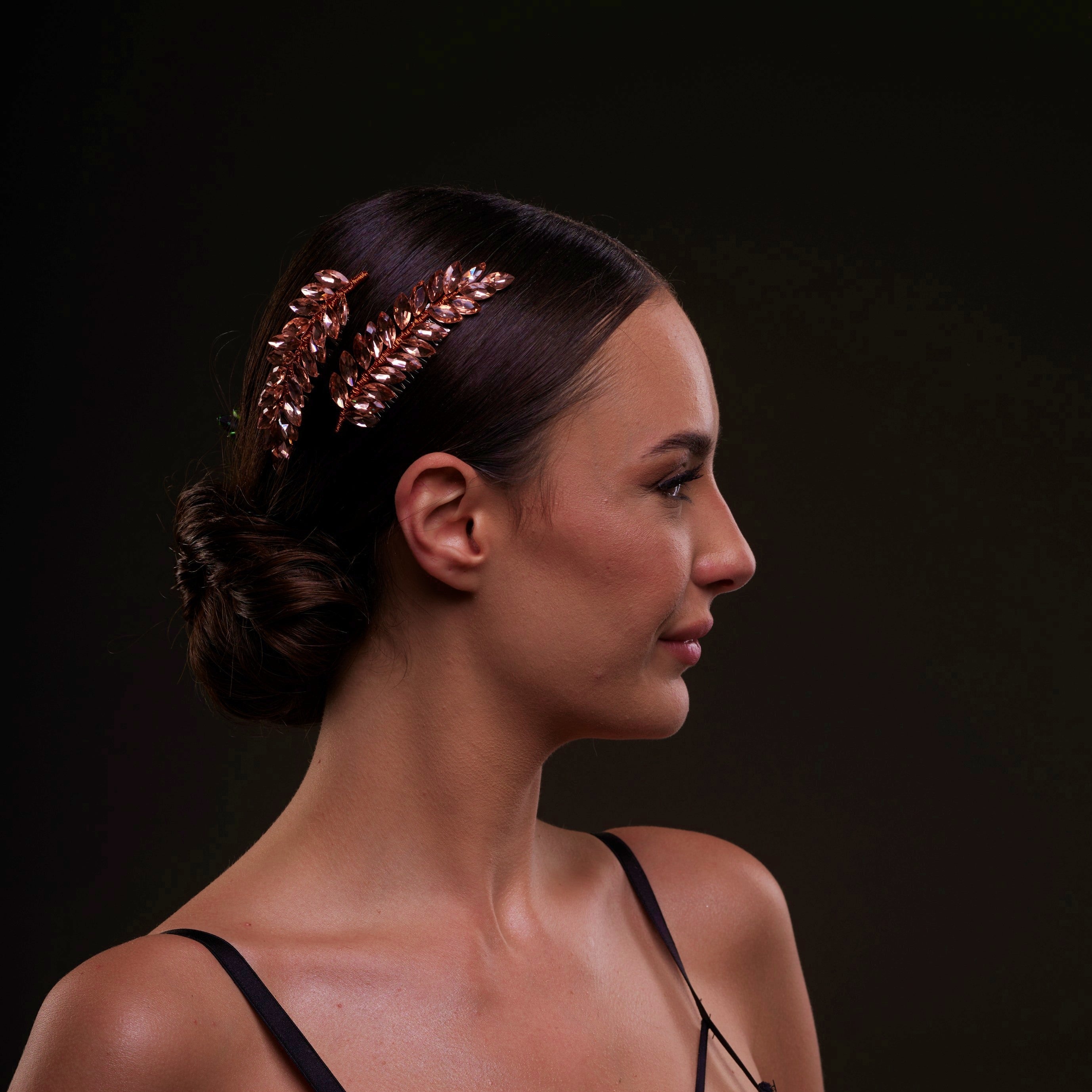 Rose Gold Crystal Leaf Hair Comb Set by Bridal Port