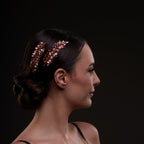 Rose Gold Crystal Leaf Hair Comb Set by Bridal Port