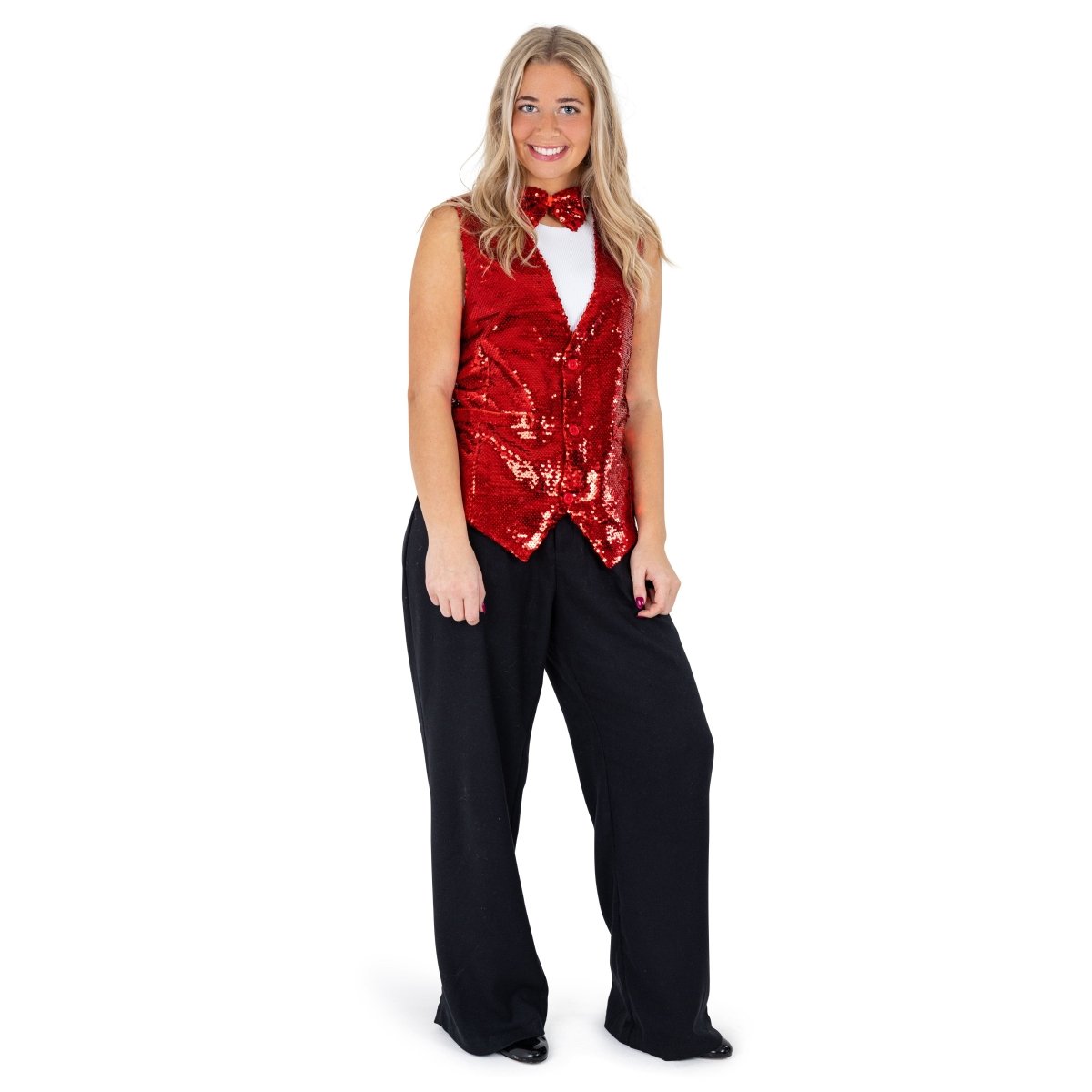 Sequin Vest with Bowtie - Adults by Dress Up America