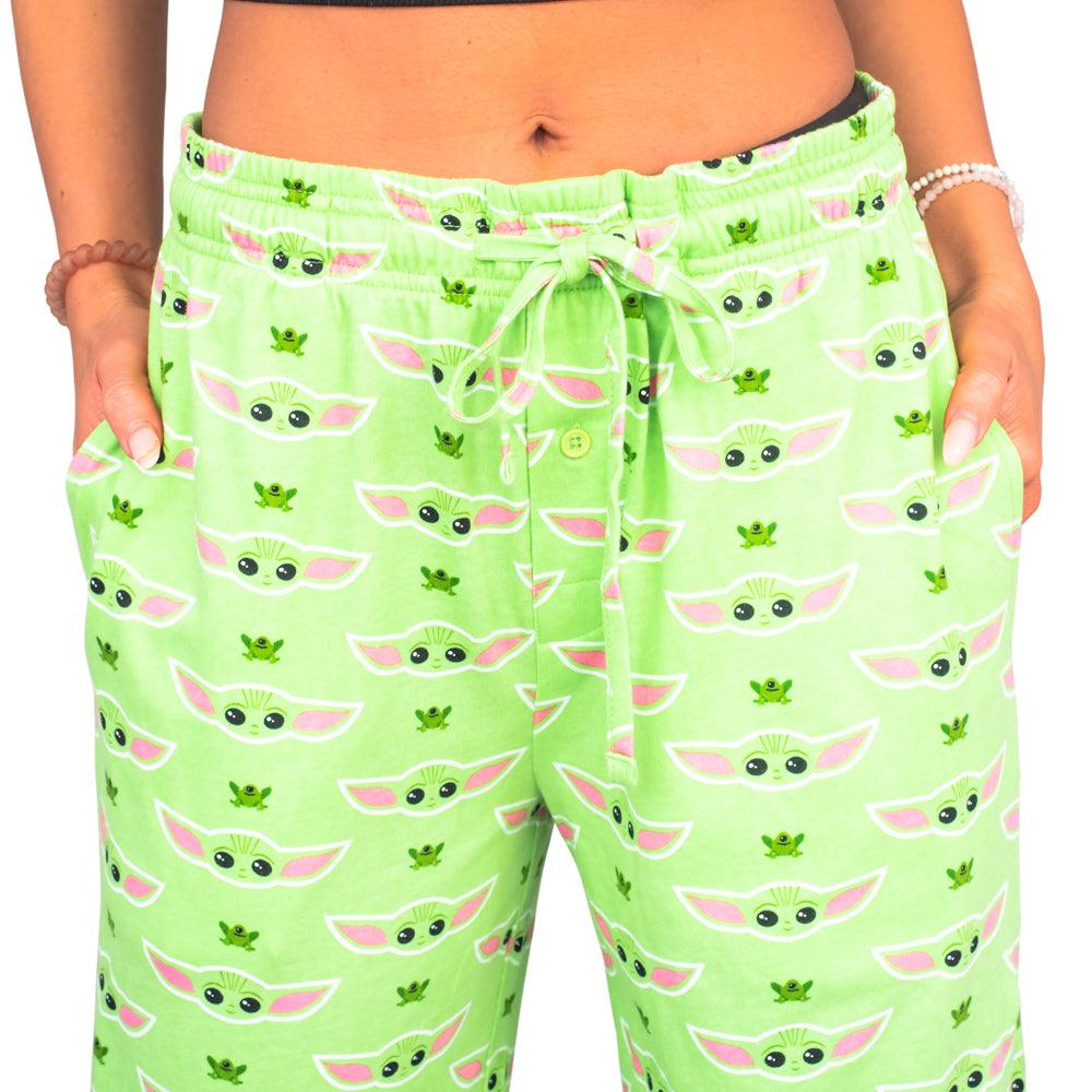 Star Wars Baby Yoda and Frogs Pajamas Green Lounge Pants by TVStoreOnline