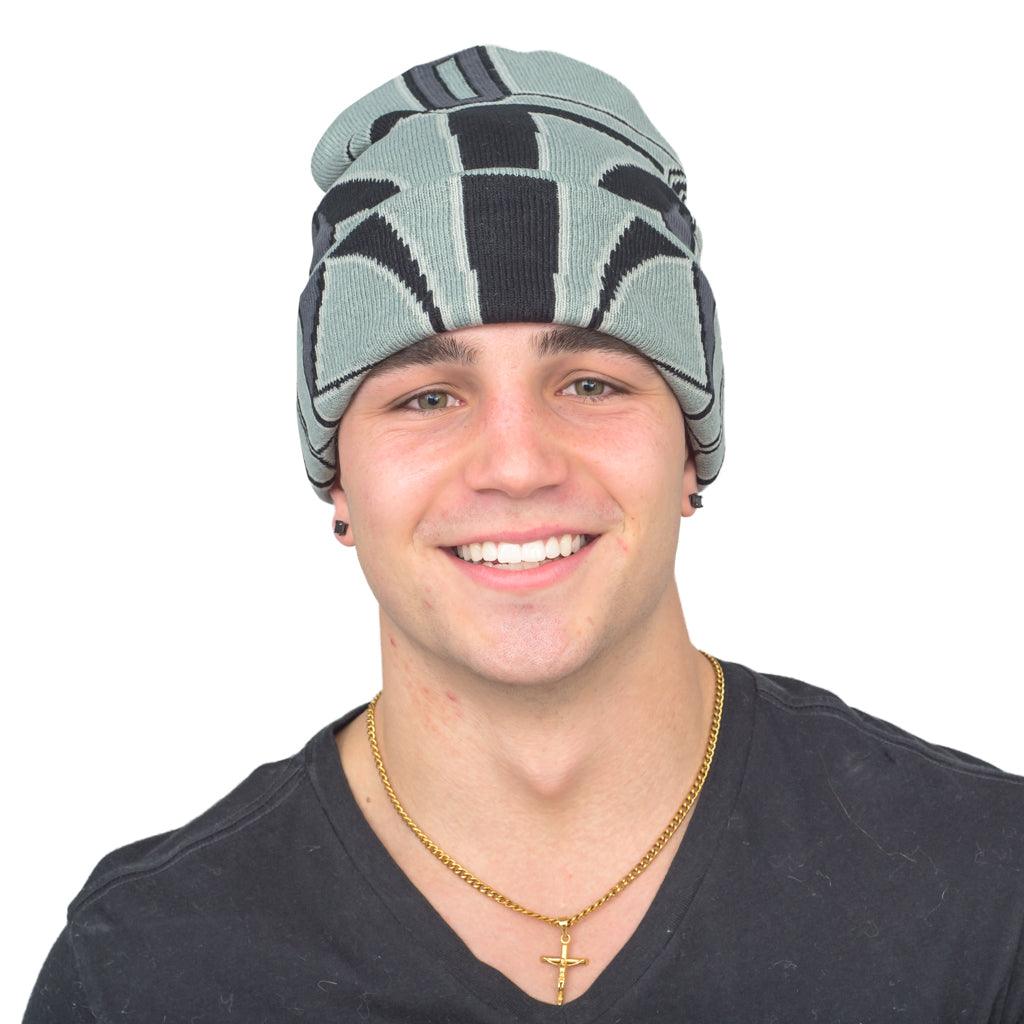 Star Wars Mandalorian Beanie Hat and Mask Helmet Grey by TVStoreOnline