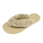 Teddy Shearling - Flat Flip Flops Sandal by Sand By Saya New York