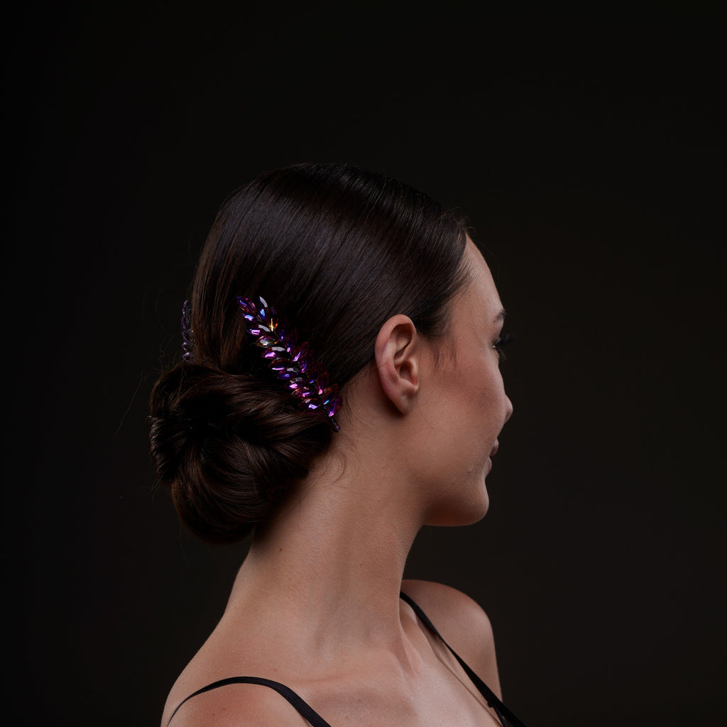 Iridescent Purple Crystal 2-Piece Hair Comb Set by Bridal Port