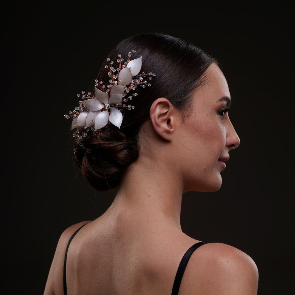 Handcrafted Rose Gold Bridal Hair Comb with Crystal Beads and Silver-Plated Wire - Elegant Wedding Hair Accessories for Brides and Bridesmaids by Bridal Port