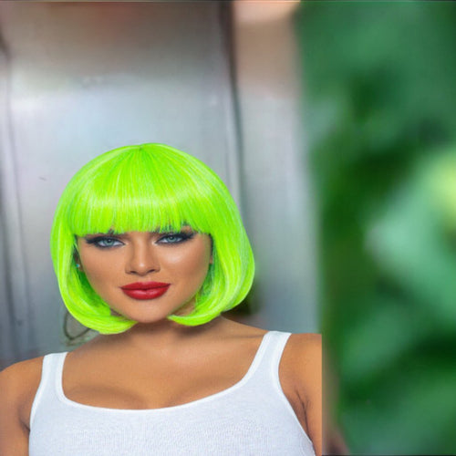 12" Neon short bob wig - worldclasscostumes