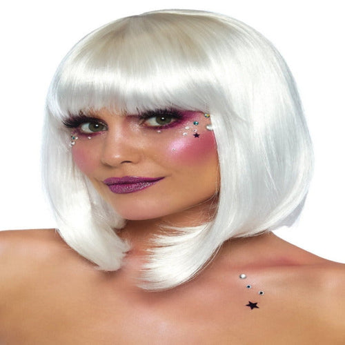 13" Pearl Short Natural Bob Wig With Bangs - worldclasscostumes