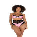 2PC Embroidery & Satin Bralette Set - worldclasscostumes