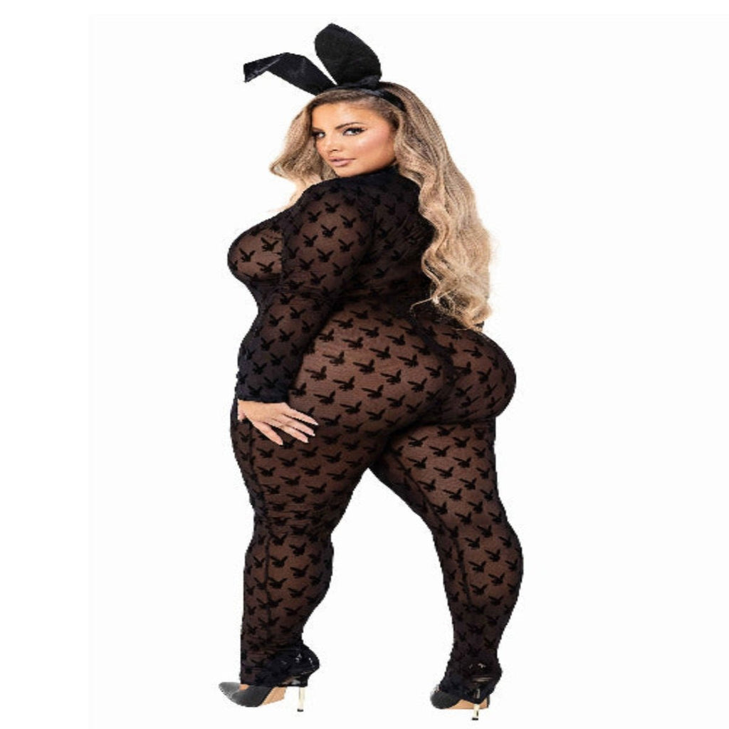 2pc Sheer Playboy Bunny Bodysuit - worldclasscostumes