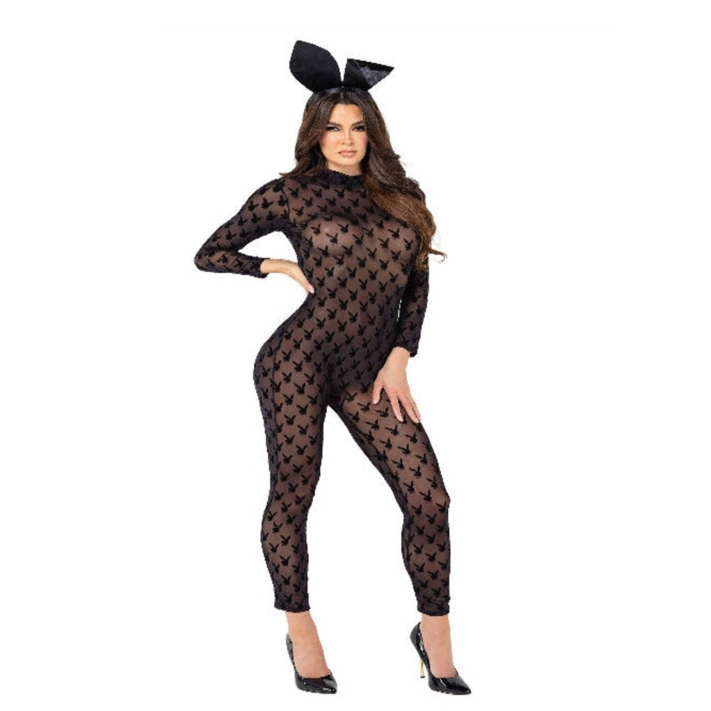 2pc Sheer Playboy Bunny Bodysuit - worldclasscostumes