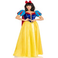 3 Piece Royal Miss Snow: velvet-satin ball gown with gold braided trim, stay-up collar, detachable cape, bow headband