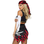 4 PC Wicked Pirate Wench Costume Pirate Wench Gypsy Tri-Lace Pleather Microsuede Bodice w/Boning Complete Outfit Renaissance Medieval - worldclasscostumes
