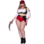 4 PC Wicked Pirate Wench Costume Pirate Wench Gypsy Tri-Lace Pleather Microsuede Bodice w/Boning Complete Outfit Renaissance Medieval - worldclasscostumes