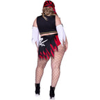 4 PC Wicked Pirate Wench Costume Pirate Wench Gypsy Tri-Lace Pleather Microsuede Bodice w/Boning Complete Outfit Renaissance Medieval - worldclasscostumes
