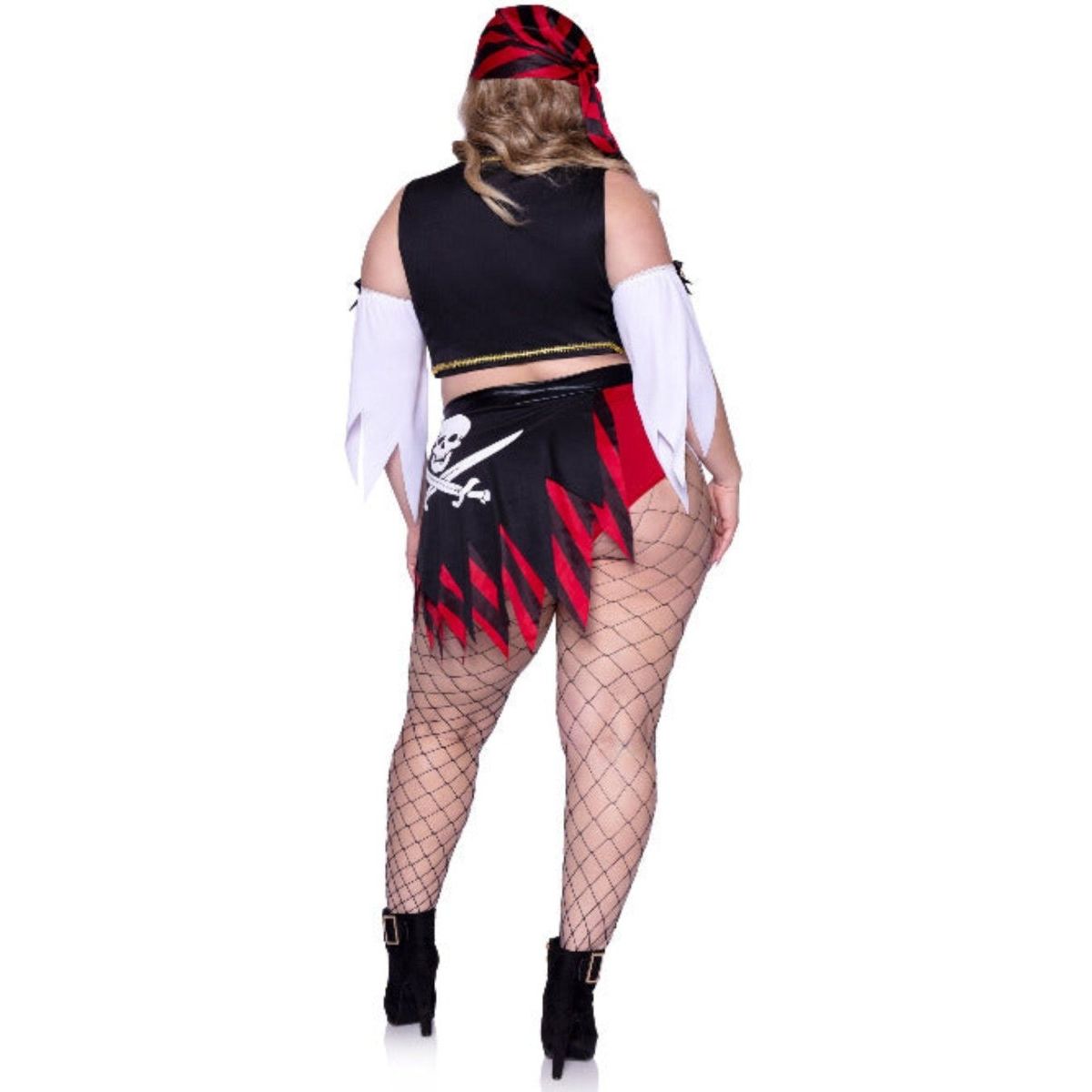 4 PC Wicked Pirate Wench Costume Pirate Wench Gypsy Tri-Lace Pleather Microsuede Bodice w/Boning Complete Outfit Renaissance Medieval - worldclasscostumes
