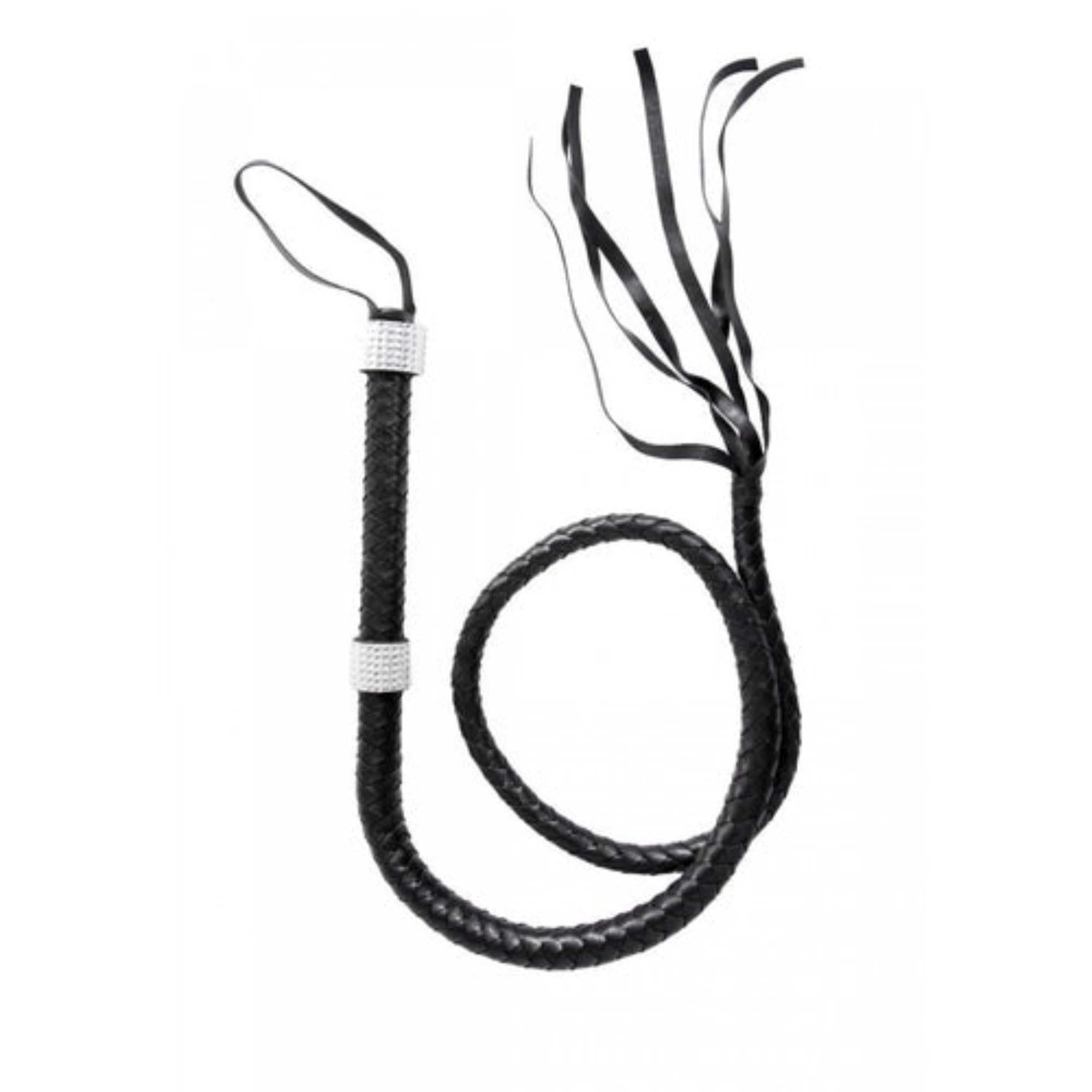 54" Braided Whip With Rhinestone Look Handle