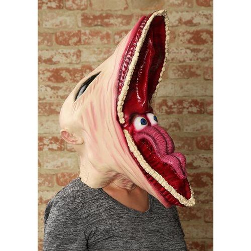 Adult Barbara 100% latex mask covering whole head with oversized open mouth, throat eye holes for visibility.
