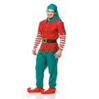 Adult Elf Costume Holiday Christmas Santa"s Helper Green Red Leggings Hat Belt - worldclasscostumes