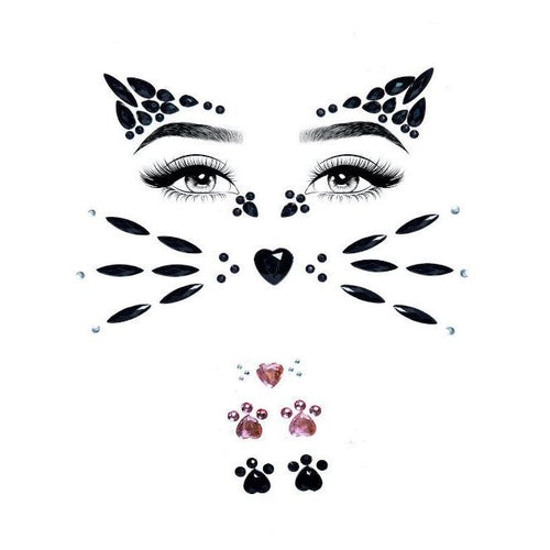 Animal Adhesive Face Jewels Sticker - worldclasscostumes