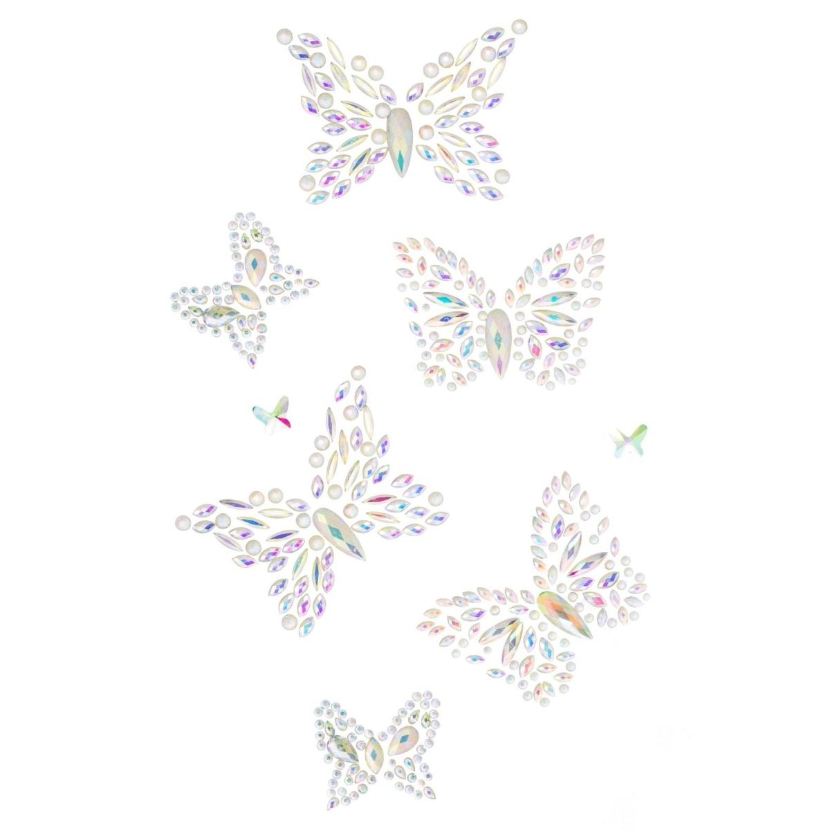 Aurelia adhesive glow-in-the-dark butterfly body jewels sticker set with iridescent rhinestones