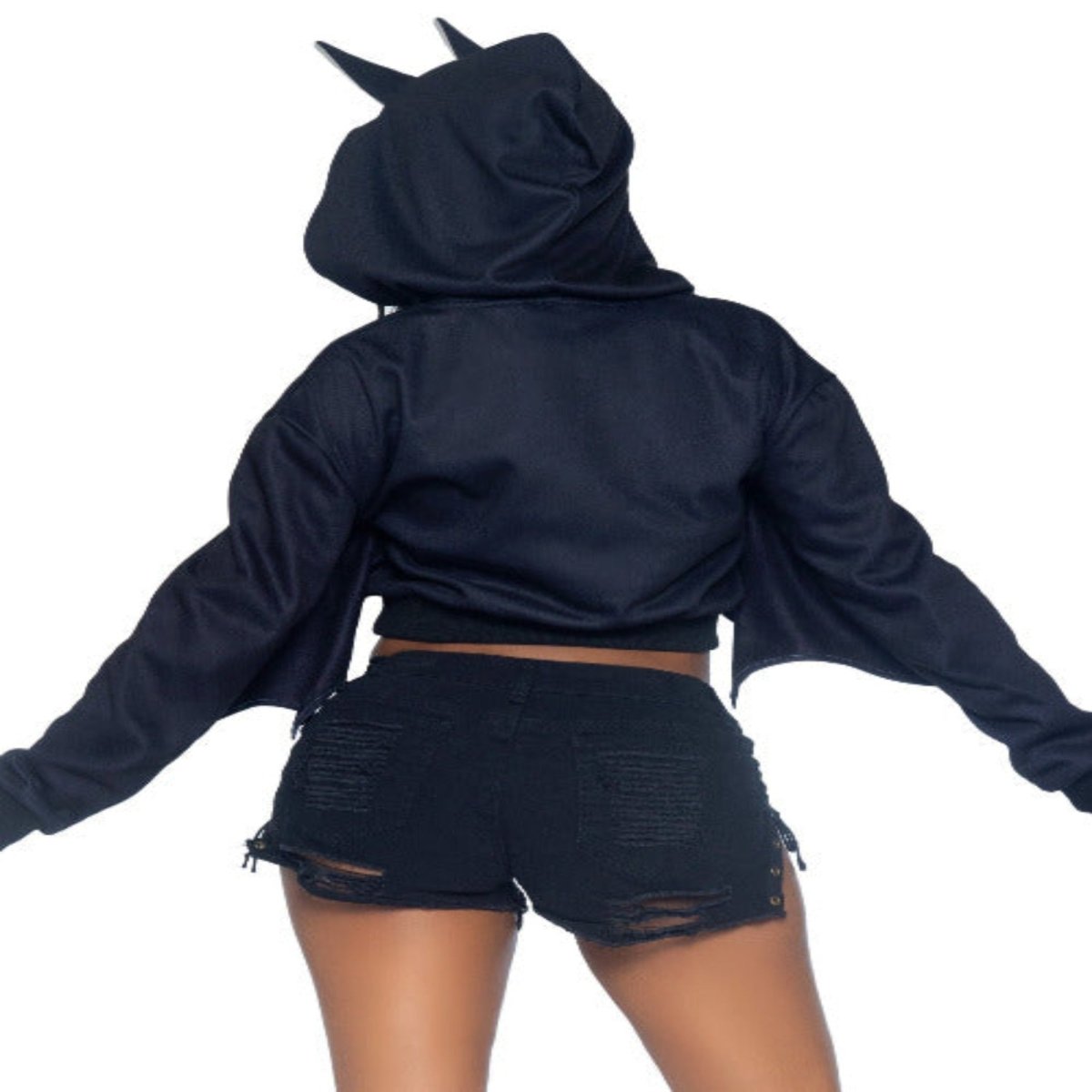 Bat Cropped Hoodie With Wings - worldclasscostumes