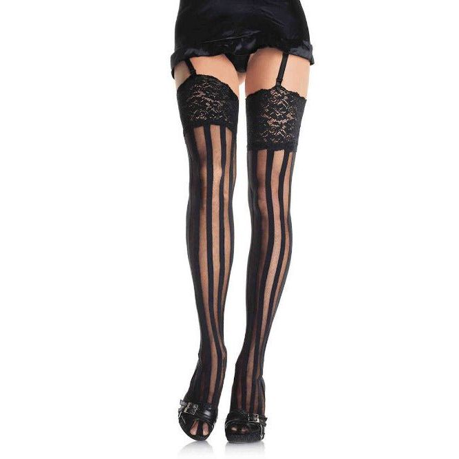 Blaire Stripe Thigh High Stockings - worldclasscostumes