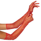 Bling Ring Rhinestone Fishnet Gloves - worldclasscostumes