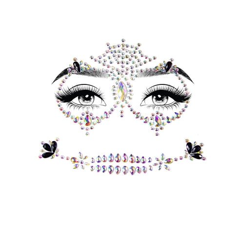 Calavera adhesive face jewels sticker. - worldclasscostumes