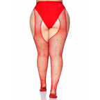 Casey Rhinestone Fishnet Suspender Pantyhose - worldclasscostumes