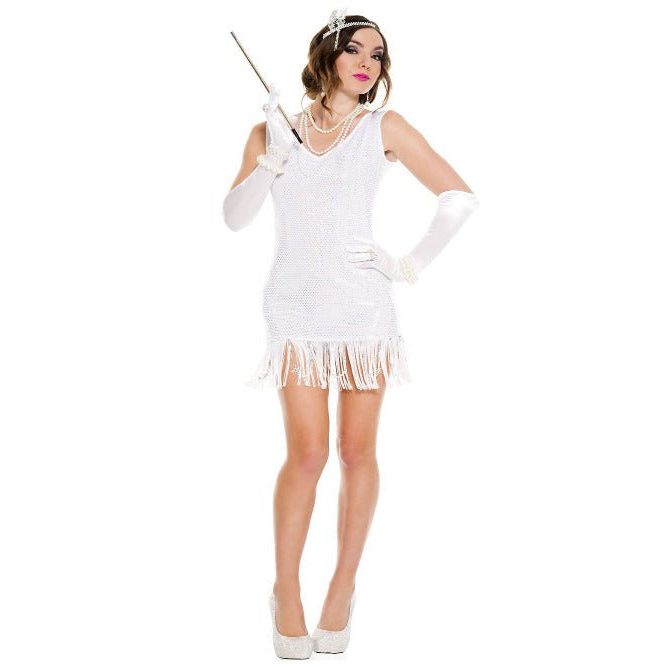 Charming White Flapper Costume - worldclasscostumes