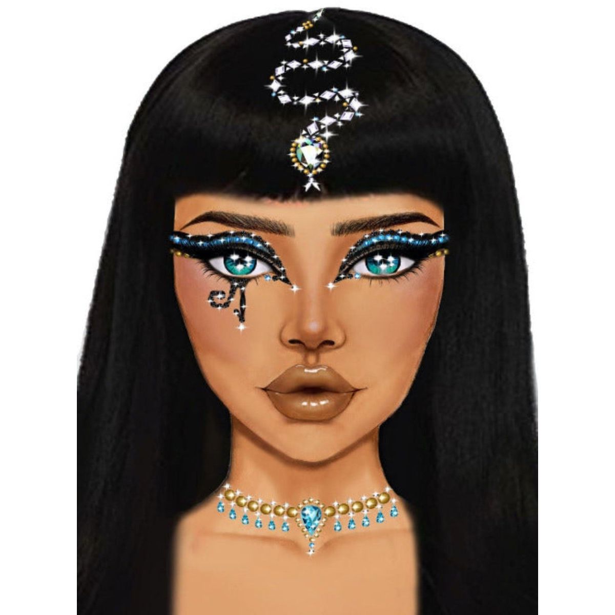 Cleopatra Adhesive Face Jewels Sticker - worldclasscostumes