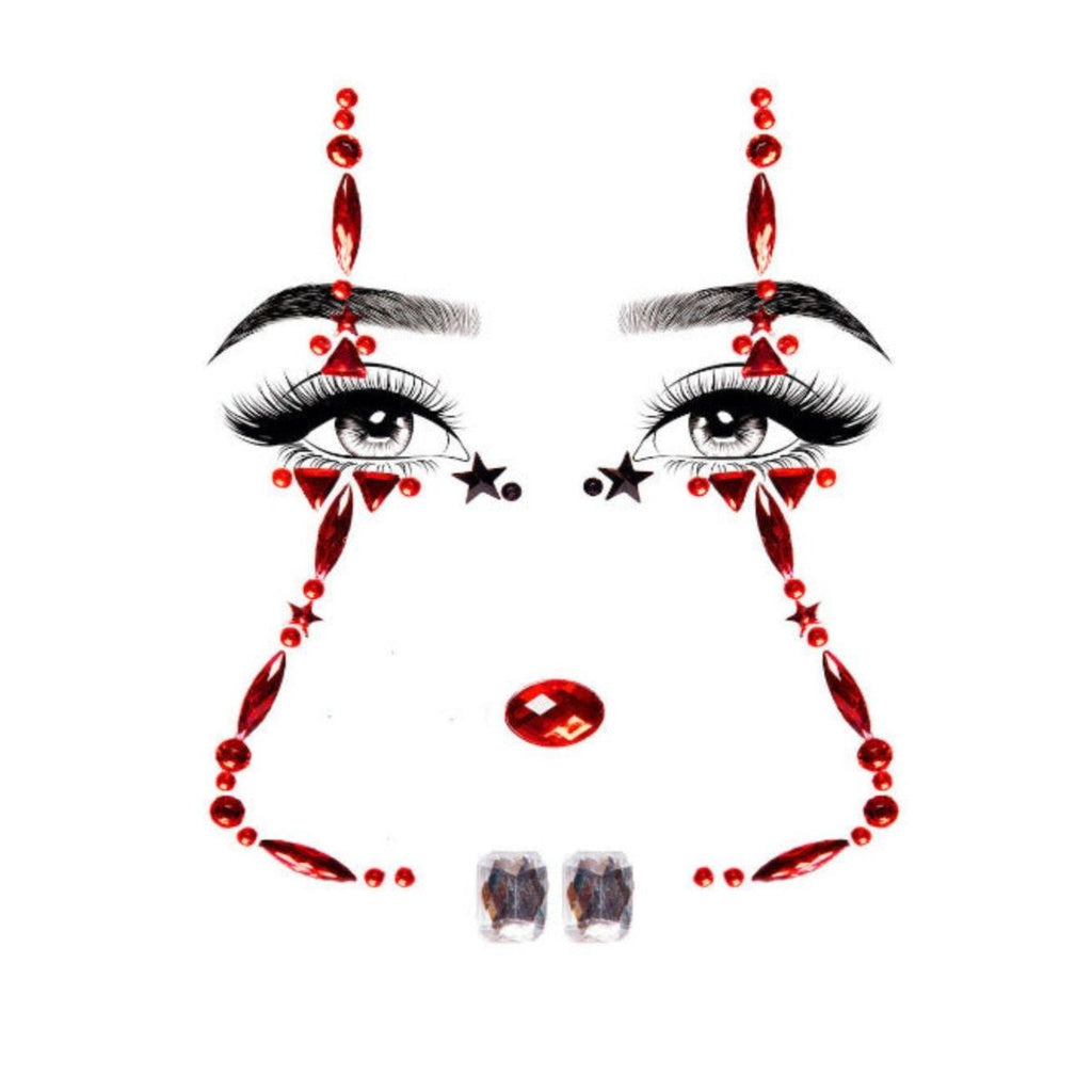 Clown Adhesive Face Jewels Sticker - worldclasscostumes