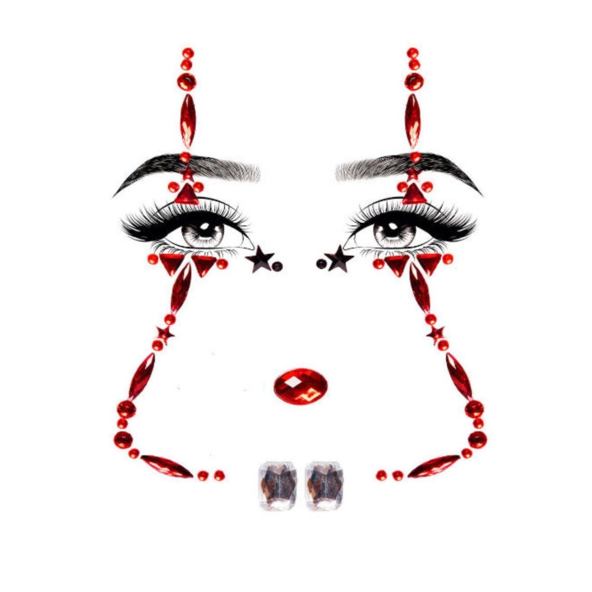 Clown Adhesive Face Jewels Sticker - worldclasscostumes