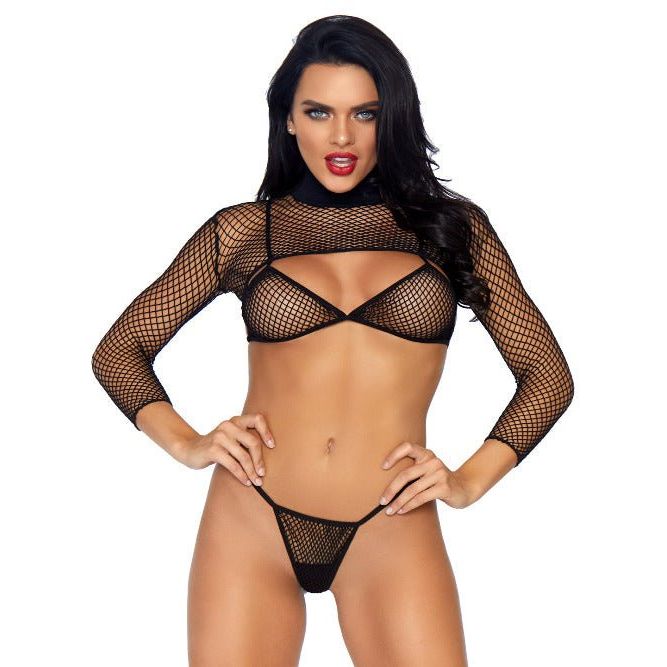 Deep Cut Fishnet Bikini Set - worldclasscostumes