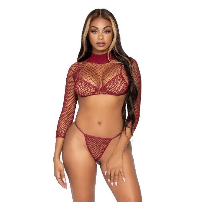 Deep Cut Fishnet Bikini Set - worldclasscostumes