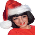 Deluxe Red & White Plush Santa Hat with Pompom - worldclasscostumes